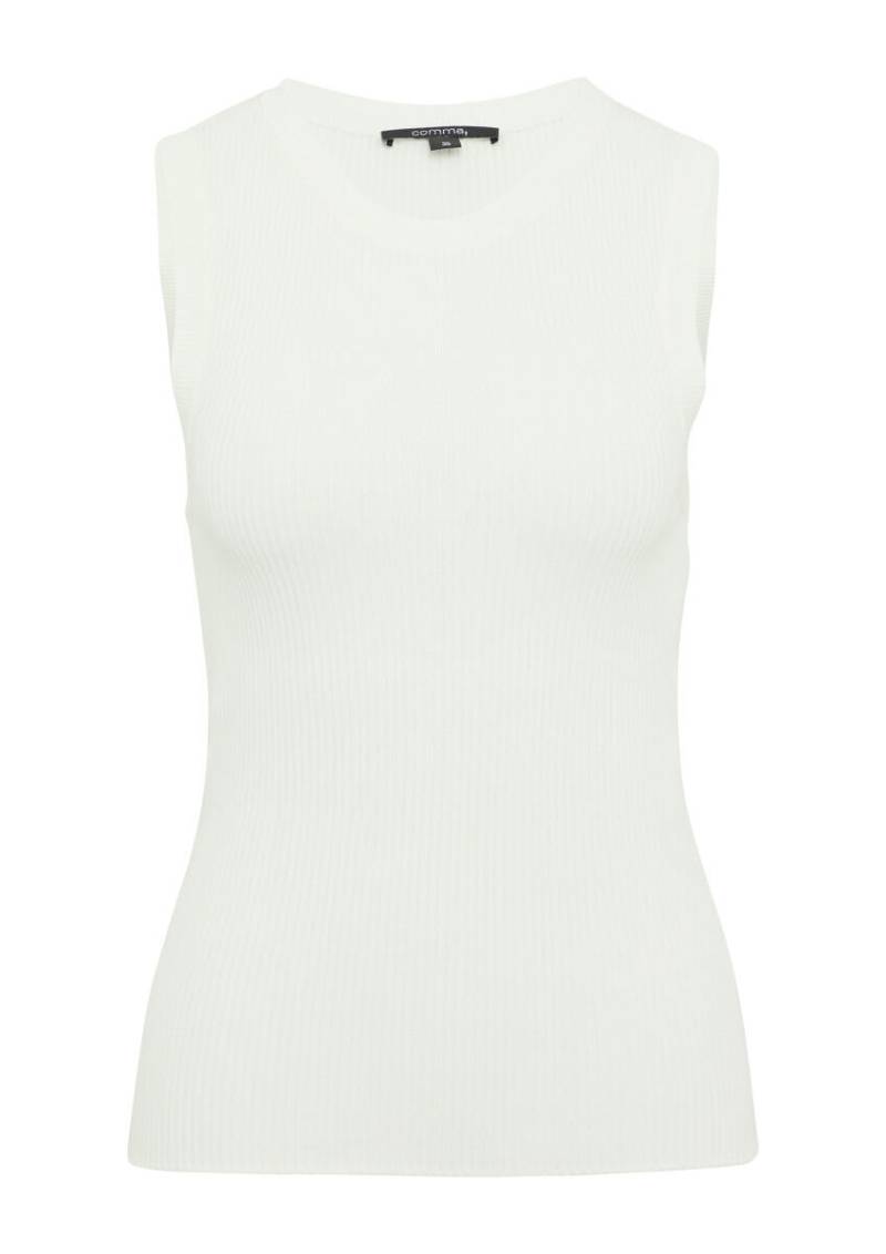 comma - Geripptes Stricktop Slim Fit weiß - Gr. - 42 von comma