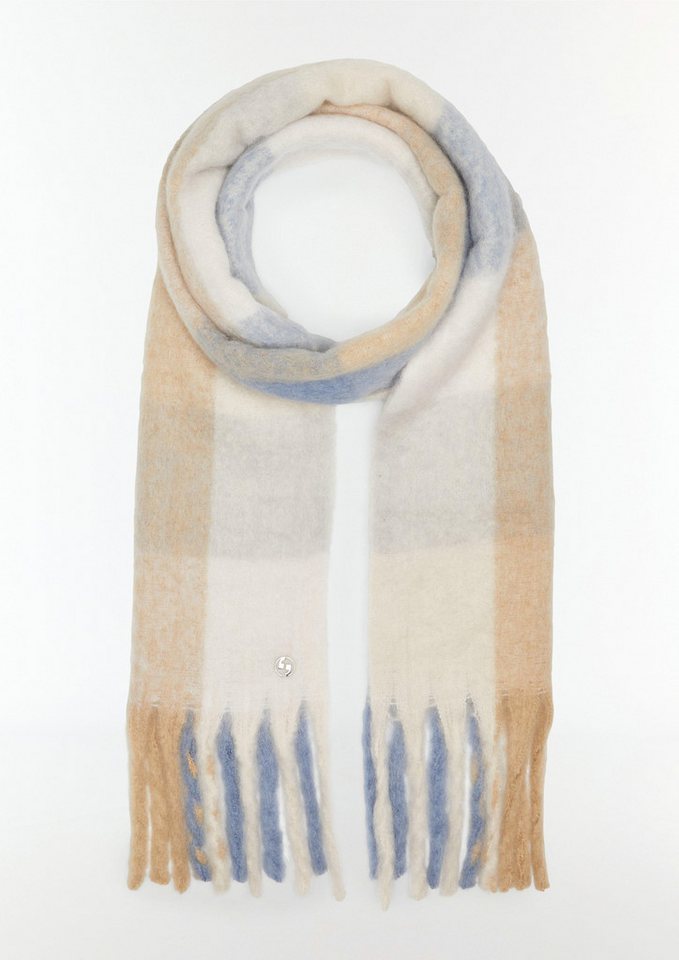 comma Halstuch Karierter Strickschal mit Fransen, Fransen von comma