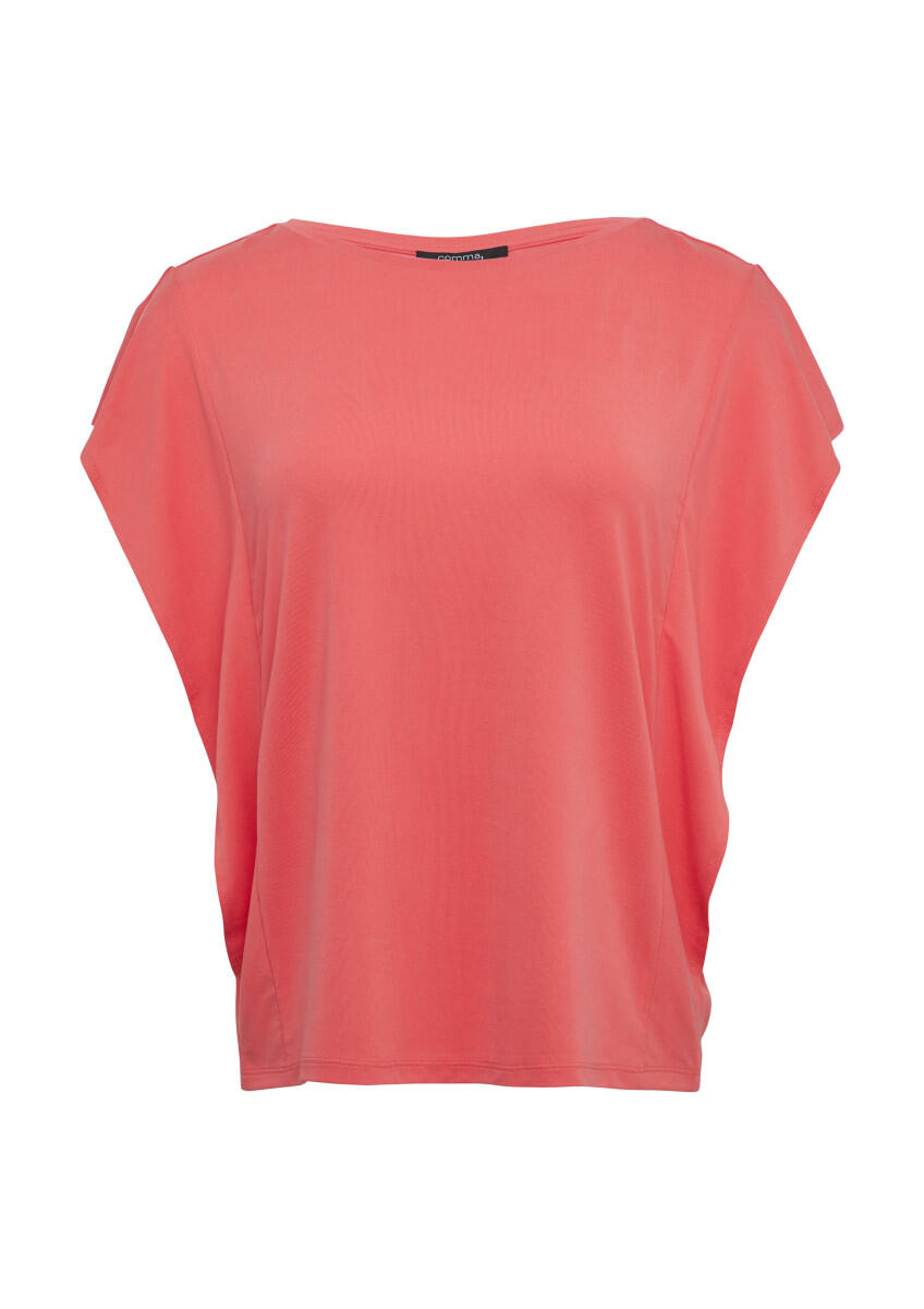 comma - Jersey-Shirt mit Volantärmeln pink - Gr. - 34 von comma