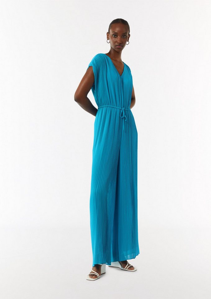 comma Jumpsuit Overall Plissee-Jumpsuit mit V-Ausschnitt von comma