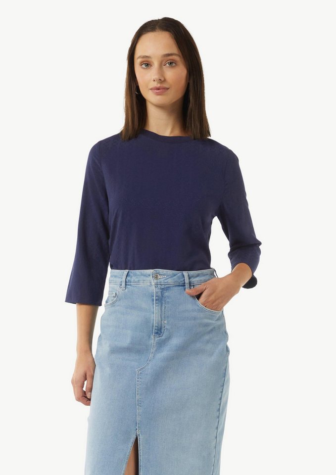 comma Kurzarmbluse Bluse Bluse aus Jacquard mit T-Shirt-Ausschnitt von comma