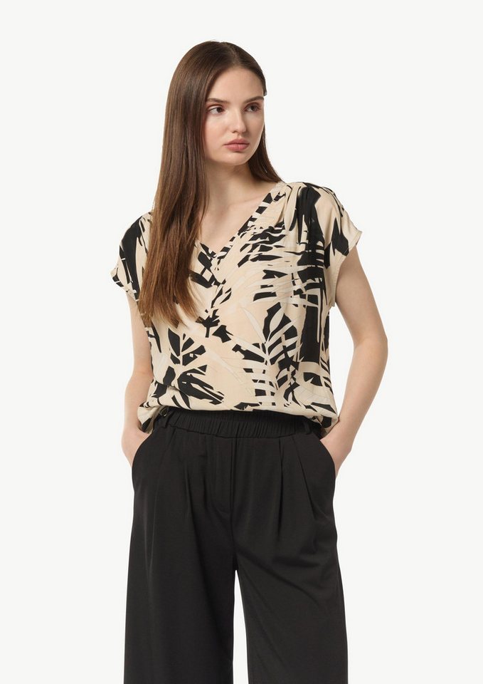 comma Kurzarmbluse Bluse Blusenshirt mit All-over-Print von comma