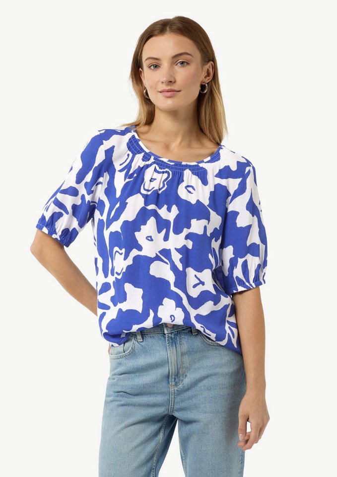 comma Kurzarmbluse Bluse Gemusterte Kurzarmbluse von comma