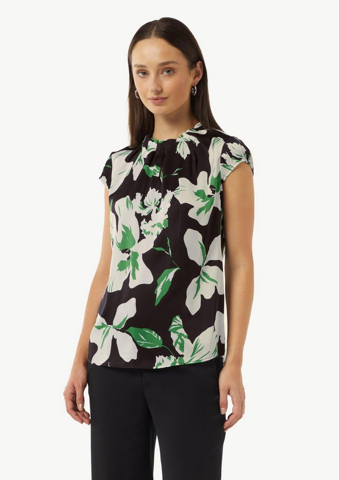 comma Kurzarmbluse Bluse Satinbluse mit Kappärmeln von comma