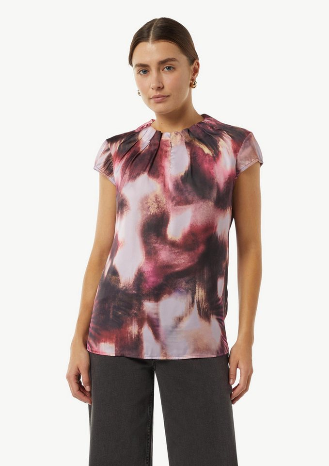 comma Kurzarmbluse Bluse Satinbluse mit Raffung und Kappärmeln von comma