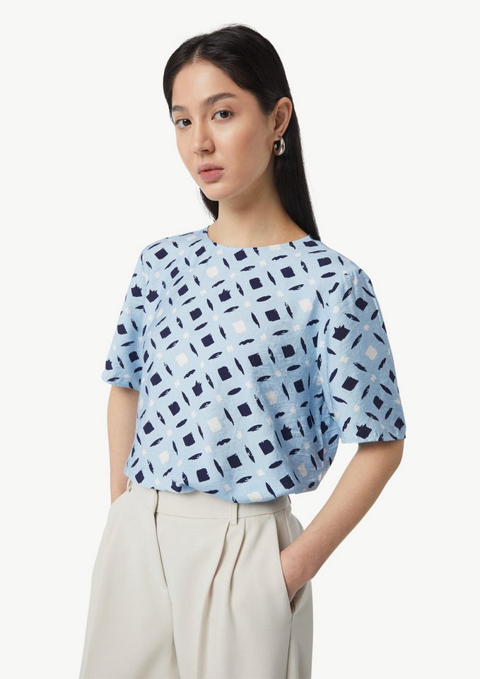 comma Kurzarmbluse Bluse Twilllbluse mit All-over-Print von comma