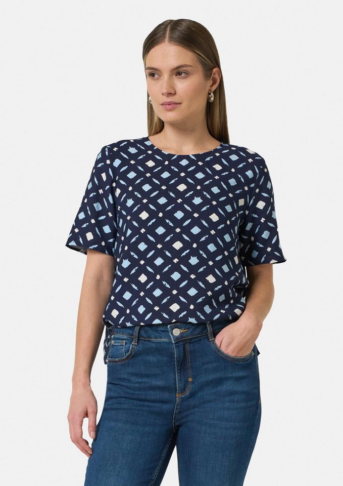 comma Kurzarmbluse Bluse Twilllbluse mit All-over-Print von comma