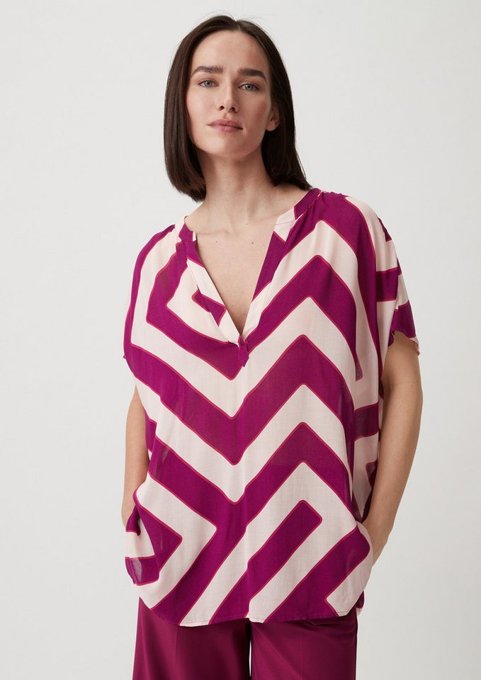 comma Kurzarmbluse Bluse Viskosebluse mit Raffung (1-tlg) von comma