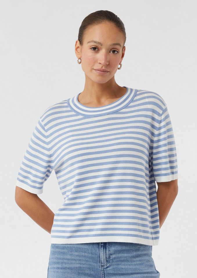 comma Kurzarmpullover Strickpullover Kurzarm-Pullover aus Feinstrick im Boxy Fit von comma