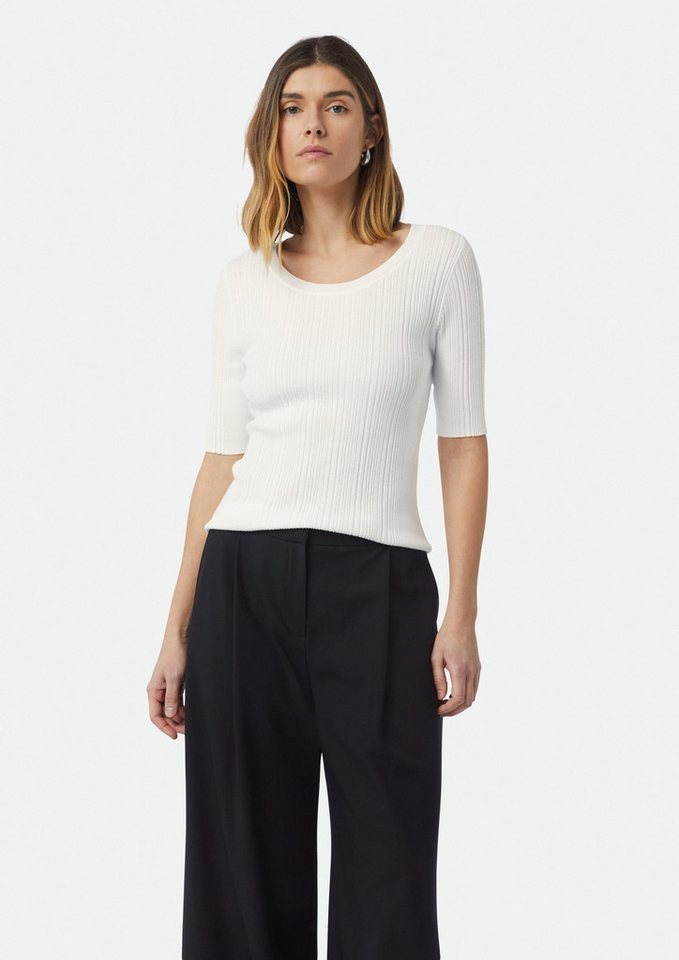 comma Kurzarmpullover Strickpullover Elastischer Slim-Fit-Pullover mit Rippstruktur von comma