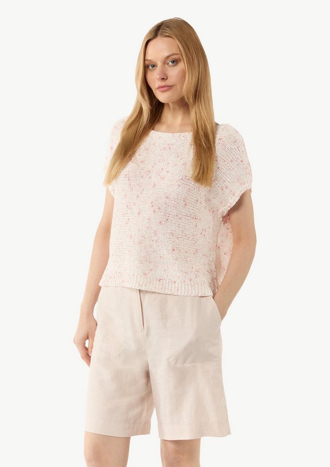 comma Kurzarmshirt Strickpullunder Strick-Shirt mit überschnittenen Schultern im Boxy-Look von comma