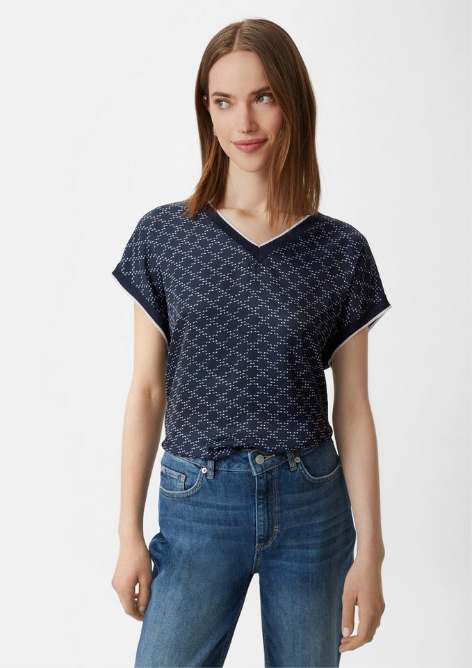 comma Kurzarmshirt T-Shirt Blusenshirt aus Viskosemix von comma