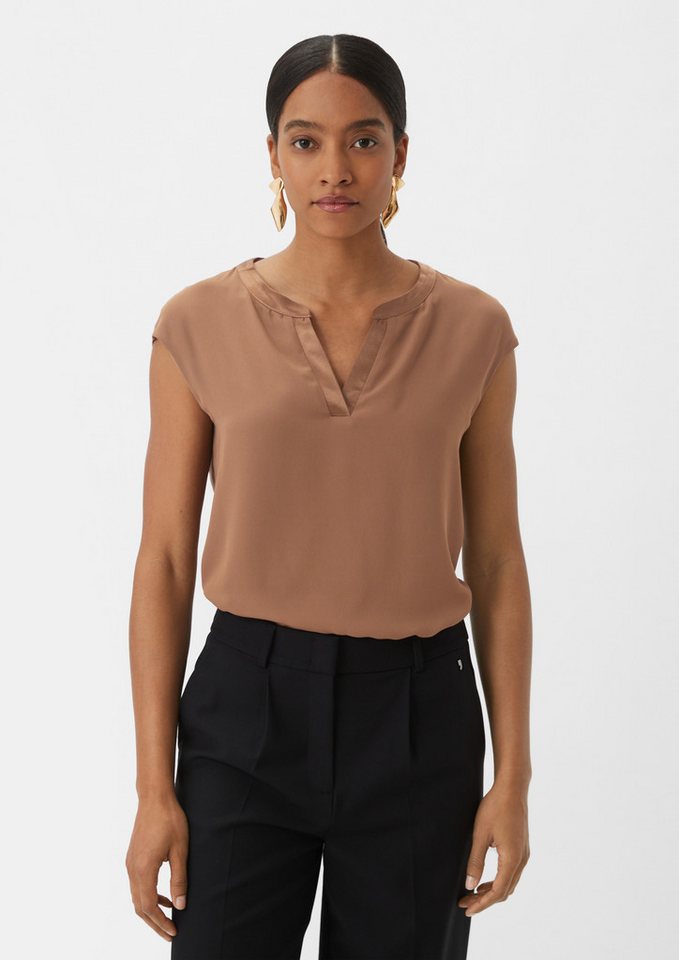 comma Kurzarmshirt T-Shirt Blusenshirt aus Viskosemix von comma