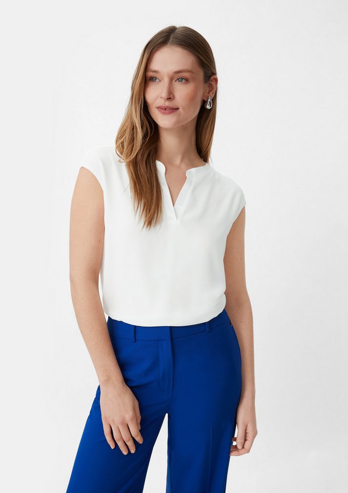 comma Kurzarmshirt T-Shirt Blusenshirt aus Viskosemix von comma