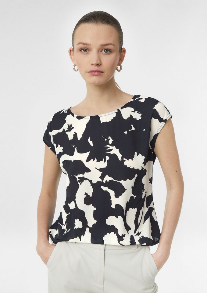 comma Kurzarmshirt T-Shirt Blusenshirt im Fabricmix von comma