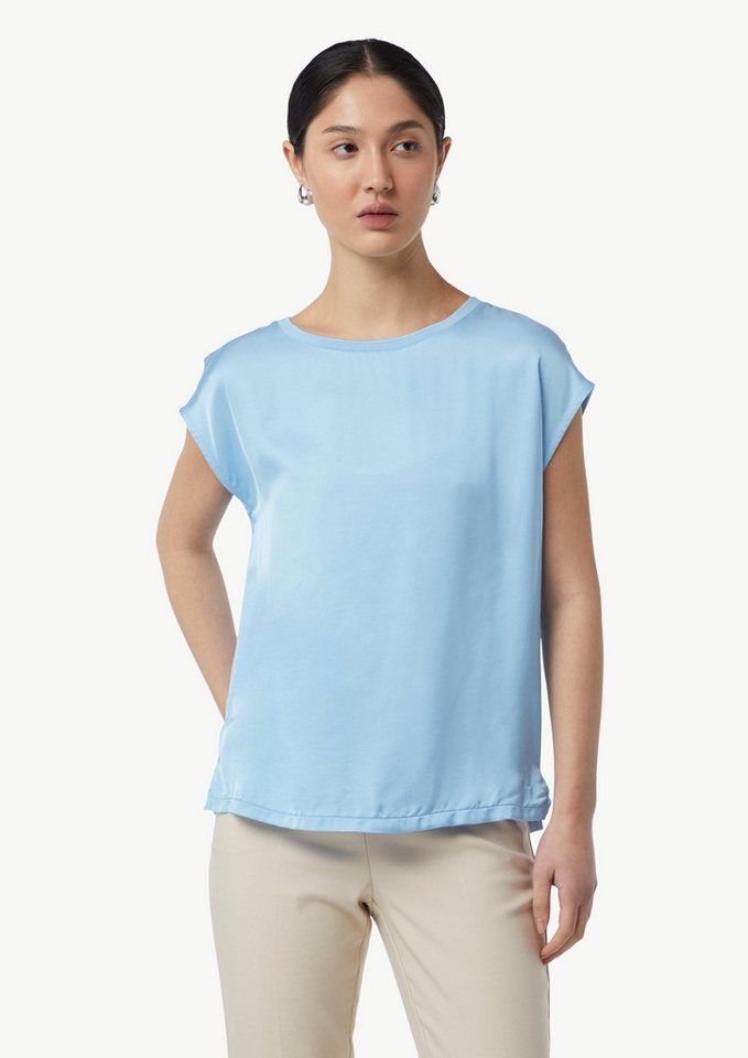 comma Kurzarmshirt T-Shirt Blusenshirt mit Satin-Front von comma
