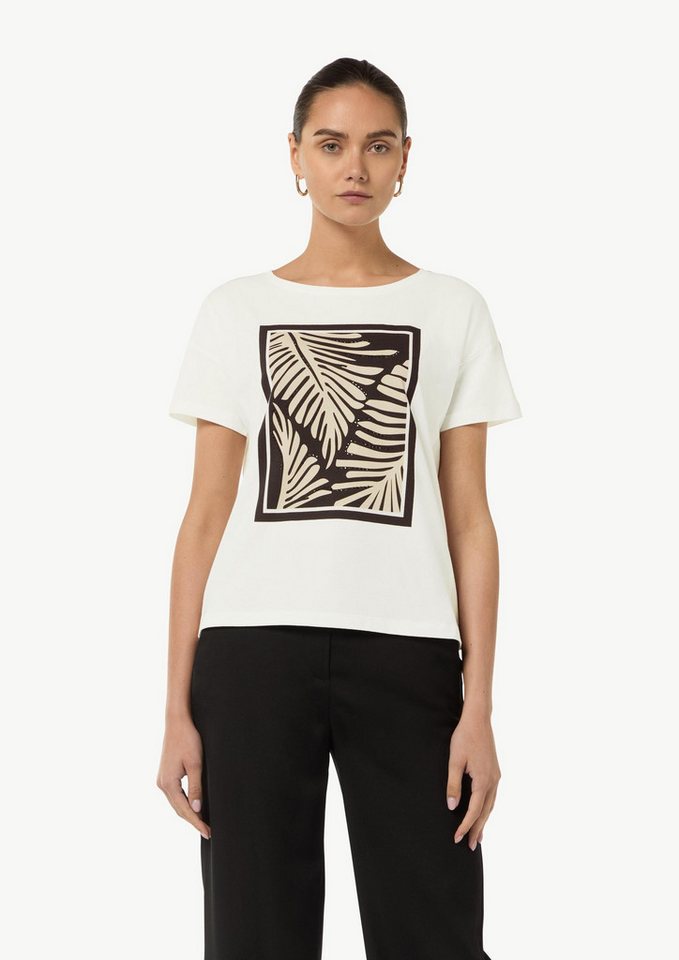 comma Kurzarmshirt T-Shirt Boxy-T-Shirt aus Modalmix mit Frontprint von comma