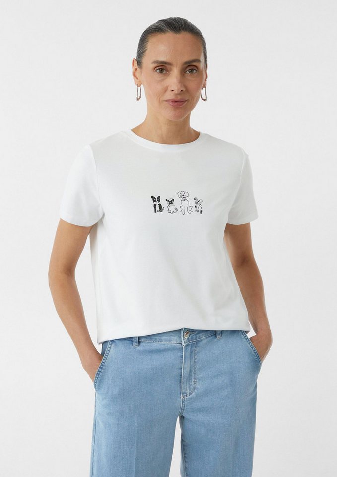 comma Kurzarmshirt T-Shirt Jersey-T-Shirt aus Baumwollmix mit Print von comma