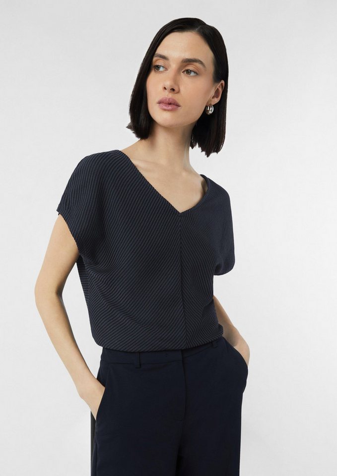 comma Kurzarmshirt T-Shirt Relaxed-Fit-Shirt mit Struktur und V-Ausschnitt comma Kurzarmshirt T-Shirt Relaxed-Fit-Shirt mit Struktur und V-Ausschnitt von comma