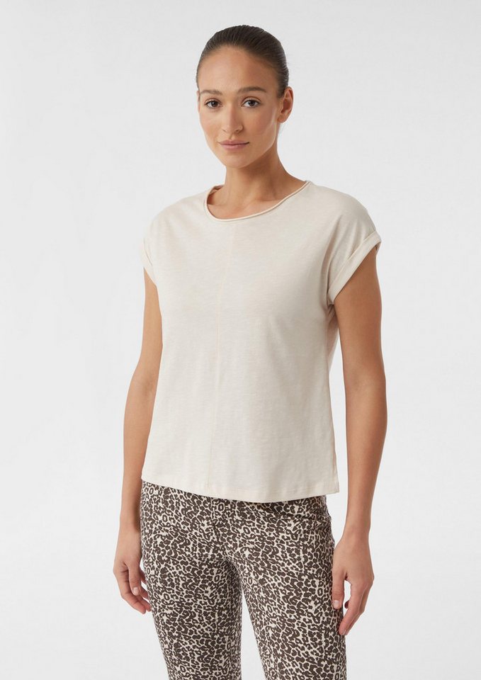 comma Kurzarmshirt T-Shirt T-Shirt aus Baumwolle mit fixiertem Ärmelumschlag von comma