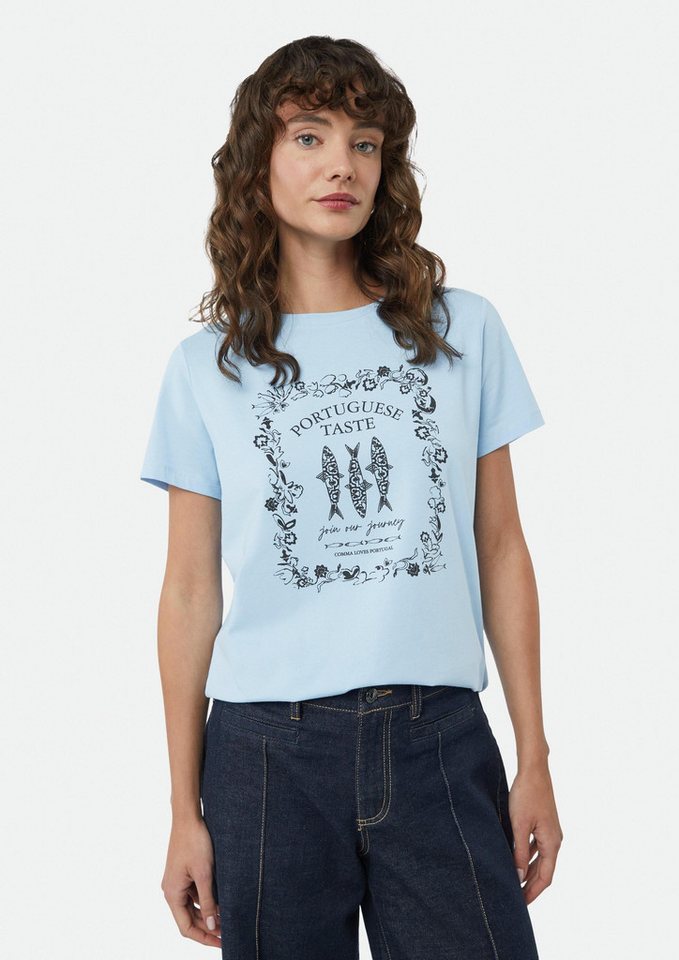 comma Kurzarmshirt T-Shirt T-Shirt aus Baumwollmix mit Artwork von comma