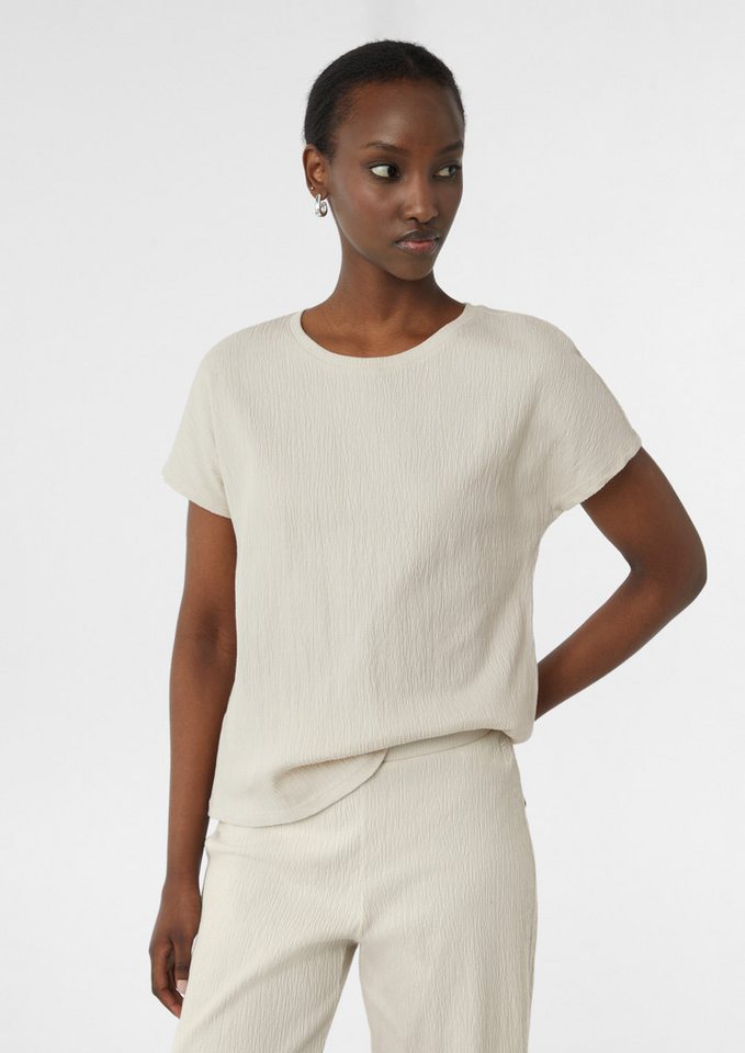 comma Kurzarmshirt T-Shirt T-Shirt aus Strukturjersey im Relaxed Fit von comma