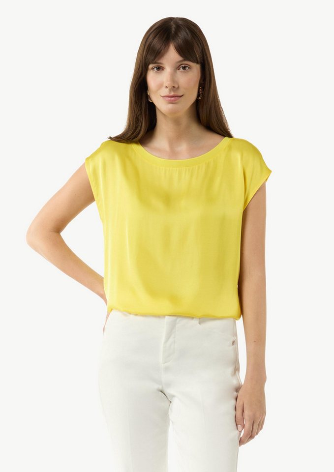 comma Kurzarmshirt T-Shirt T-Shirt im Fabricmix mit U-Boot-Ausschnitt von comma