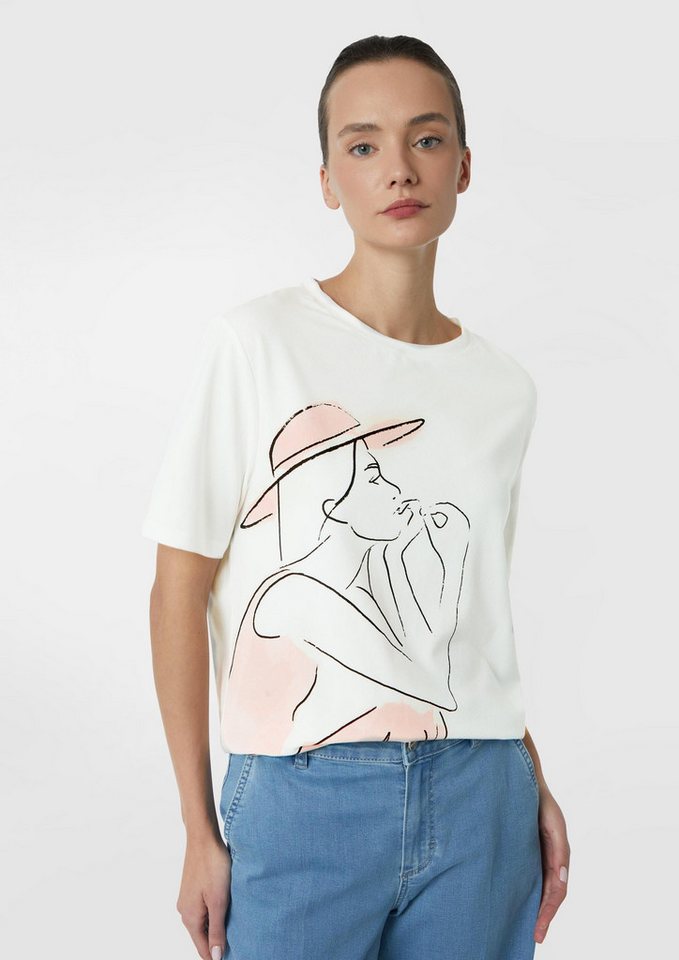 comma Kurzarmshirt T-Shirt T-Shirt im Relaxed Fit mit Frontprint von comma
