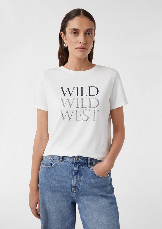 comma Kurzarmshirt T-Shirt T-Shirt mit Frontprint aus Baumwollmix von comma