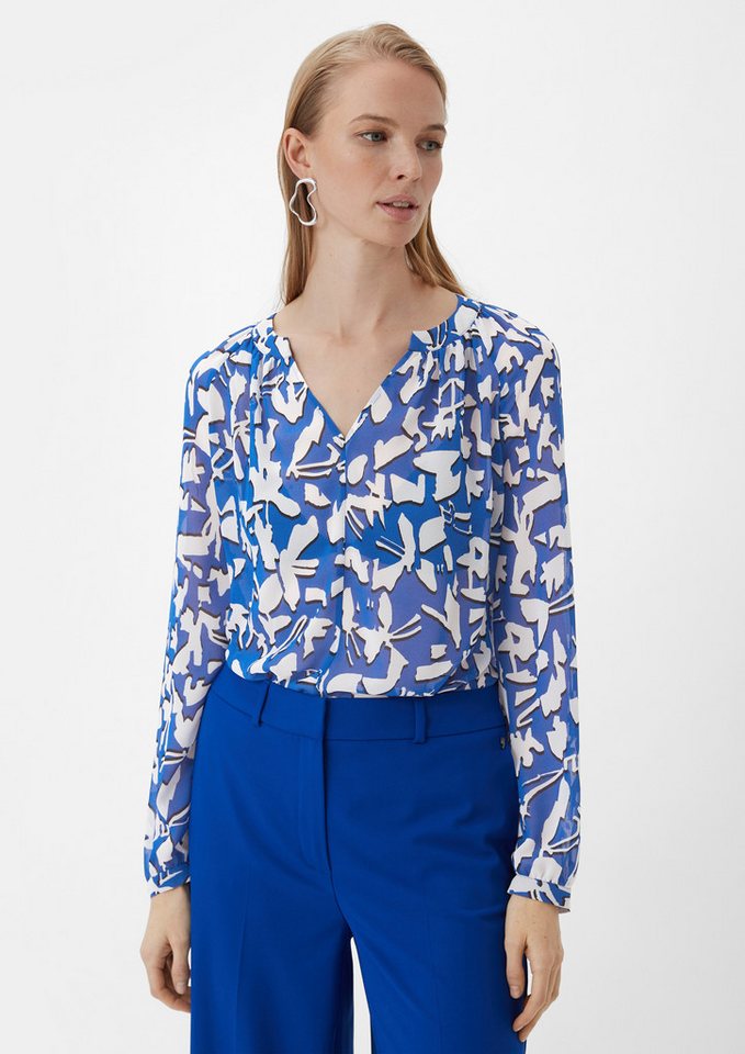 comma Langarmbluse Bluse Bluse aus Chiffon von comma