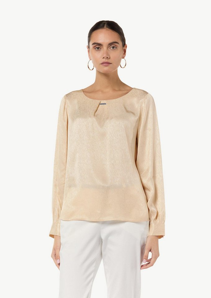 comma Langarmbluse Bluse Bluse aus strukturiertem Satin von comma