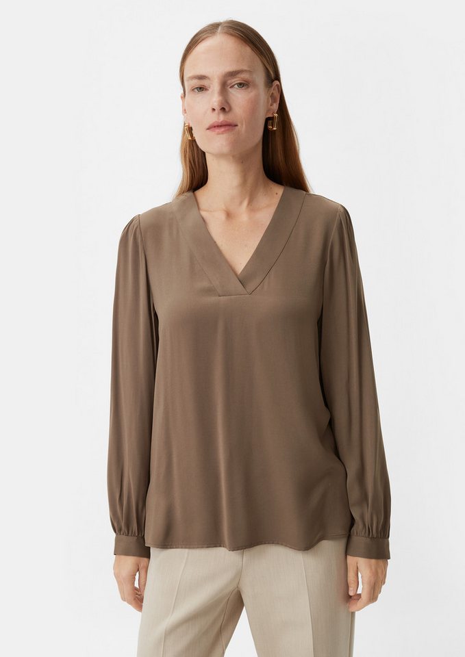 comma Langarmbluse Bluse Satinbluse aus Viskosemix (1-tlg) von comma