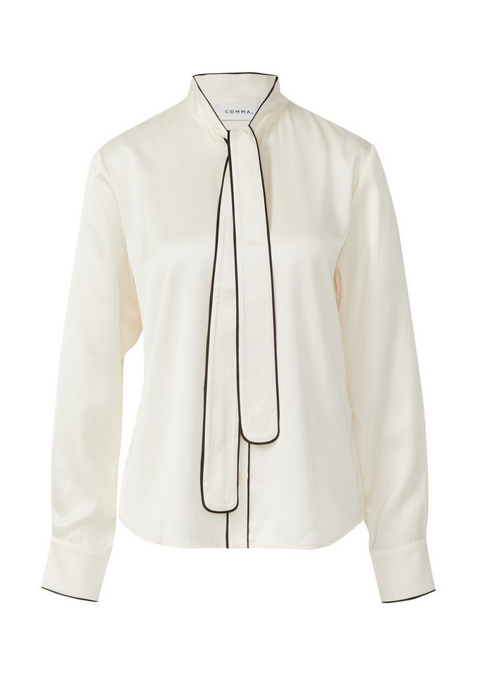 comma Langarmbluse Bluse Satinbluse mit Schluppenkragen von comma