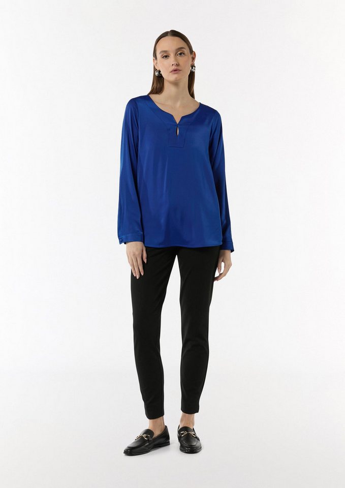 comma Langarmbluse Bluse Satinbluse mit Tunika-Ausschnitt von comma