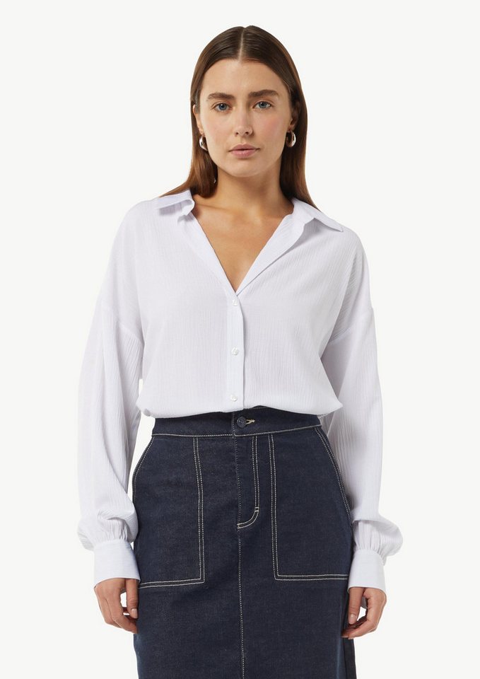comma Langarmbluse Bluse Strukturierte Bluse mit Hemdkragen (1-tlg) von comma