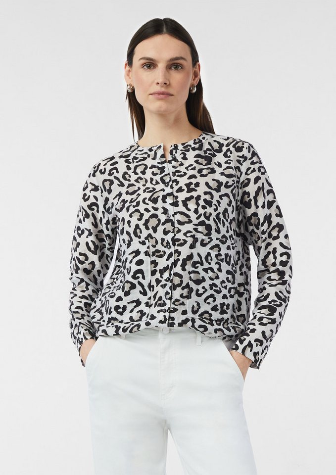 comma Langarmbluse Bluse Strukturierte Bluse mit aufgesetzten Taschen (1-tlg) von comma