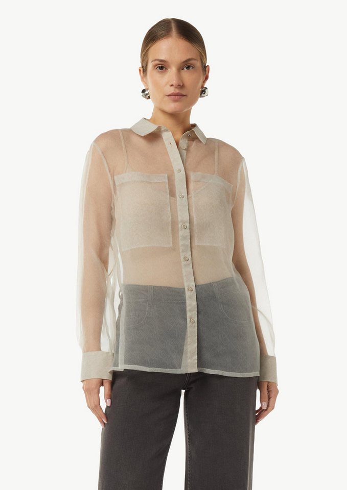 comma Langarmbluse Bluse Transparente Hemdbluse aus Organza von comma