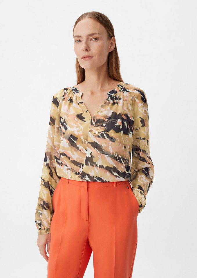 comma Langarmbluse Bluse Tunikabluse aus Chiffon von comma