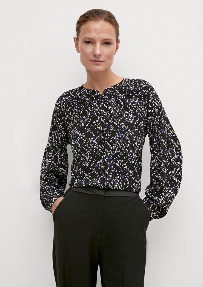 comma Langarmbluse Bluse Viskosebluse mit abstraktem Muster von comma