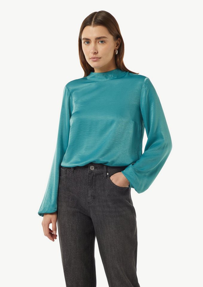 comma Langarmbluse Bluse Viskosemix-Bluse mit Bindedetail (1-tlg) von comma