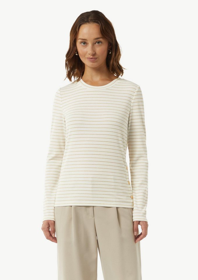 comma Langarmshirt T-Shirt Langarmshirt mit gestrickten Streifen aus Glitzergarn von comma