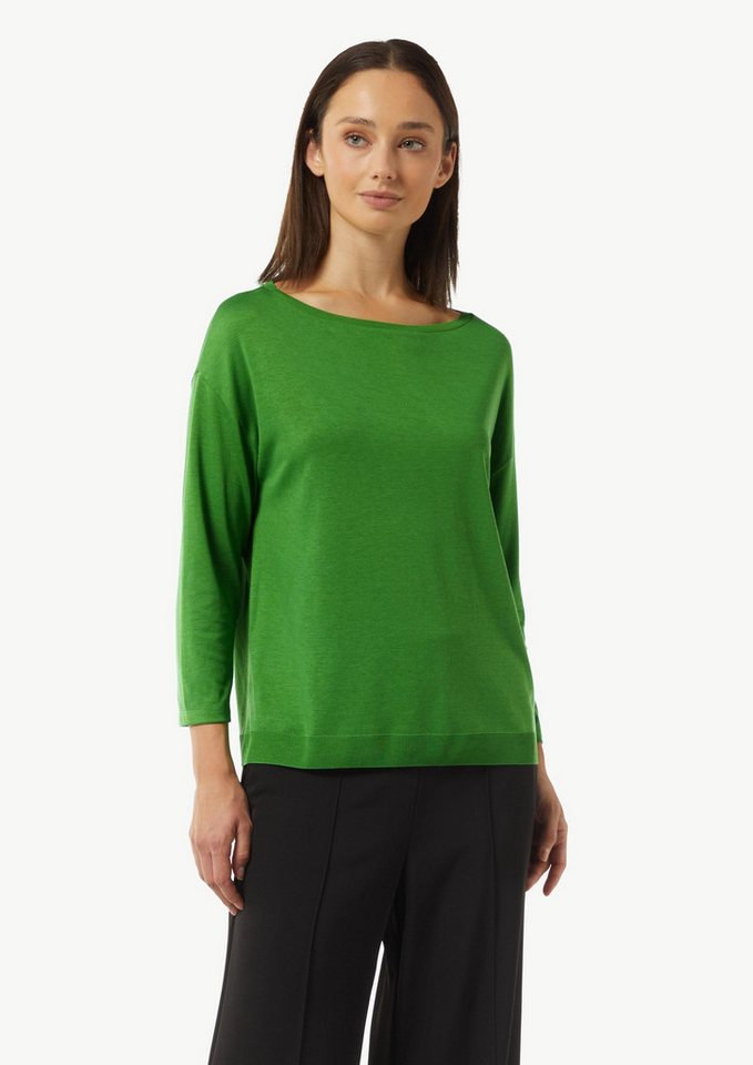 comma Langarmshirt T-Shirt Longsleeve aus Strickjersey mit U-Boot-Ausschnitt von comma