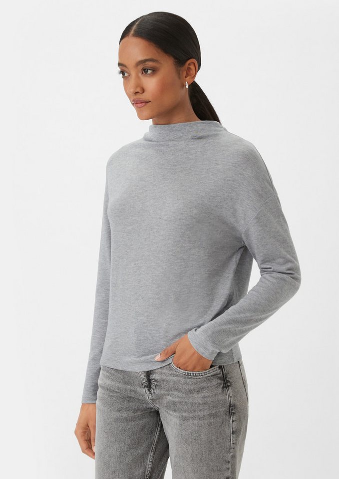 comma Langarmshirt T-Shirt Longsleeve mit drapiertem Ausschnitt von comma