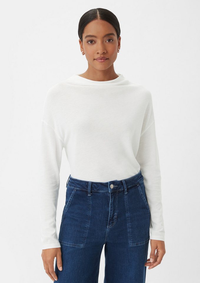 comma Langarmshirt T-Shirt Longsleeve mit drapiertem Ausschnitt von comma