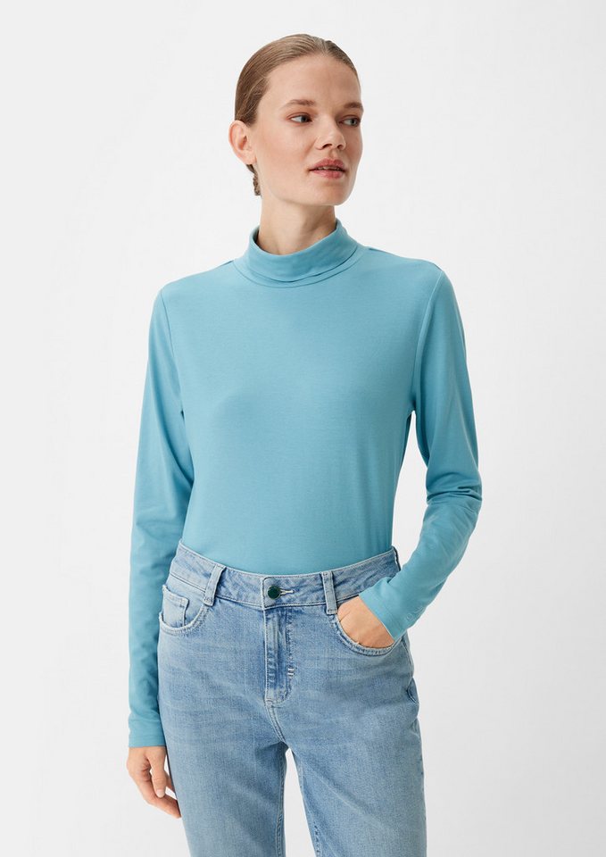 comma Langarmshirt T-Shirt Rollkragenpullover aus Strickjersey von comma