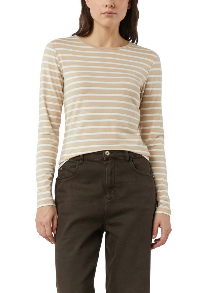 comma Langarmshirt geringelt, mit Glitzer-Fäden von comma