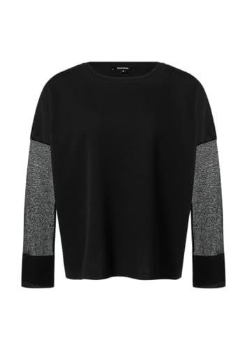 comma Leichter Strickpullover im Relaxed Fit mit transparenten Ärmeln schwarz L von comma