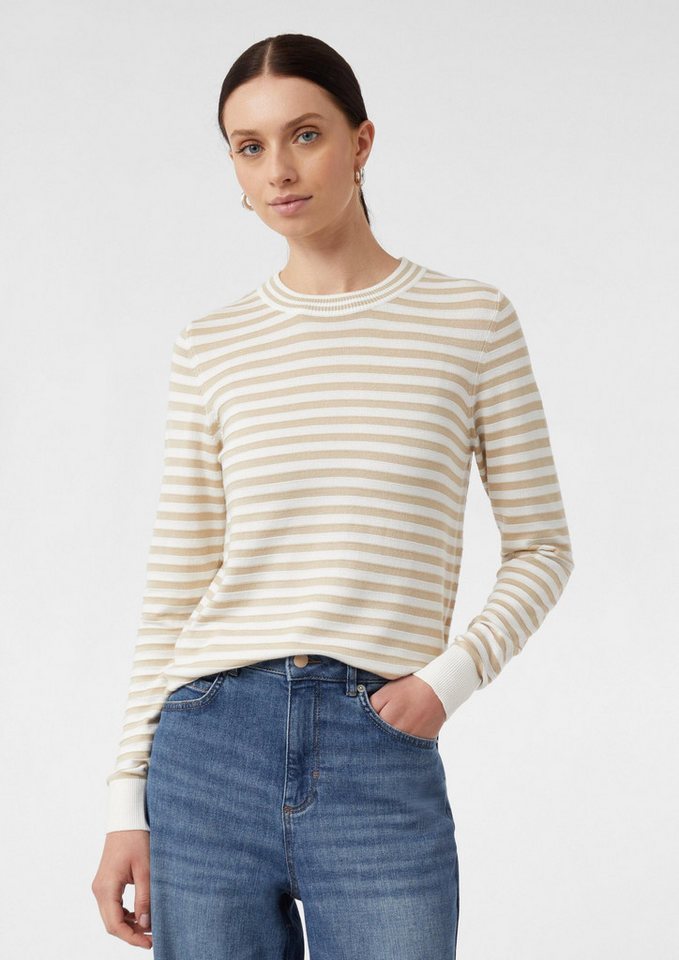 comma Longpullover Strickpullover Schmaler Ringelpullover aus Feinstrick von comma