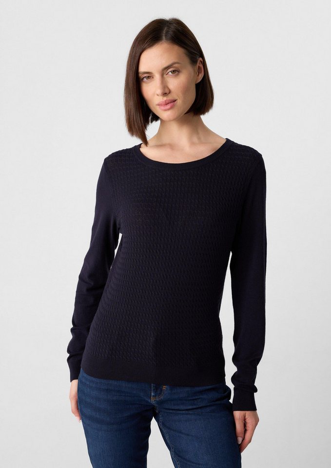 comma Longpullover Strickpullover Strickpullover aus Viskosemix mit Zopfmuster von comma