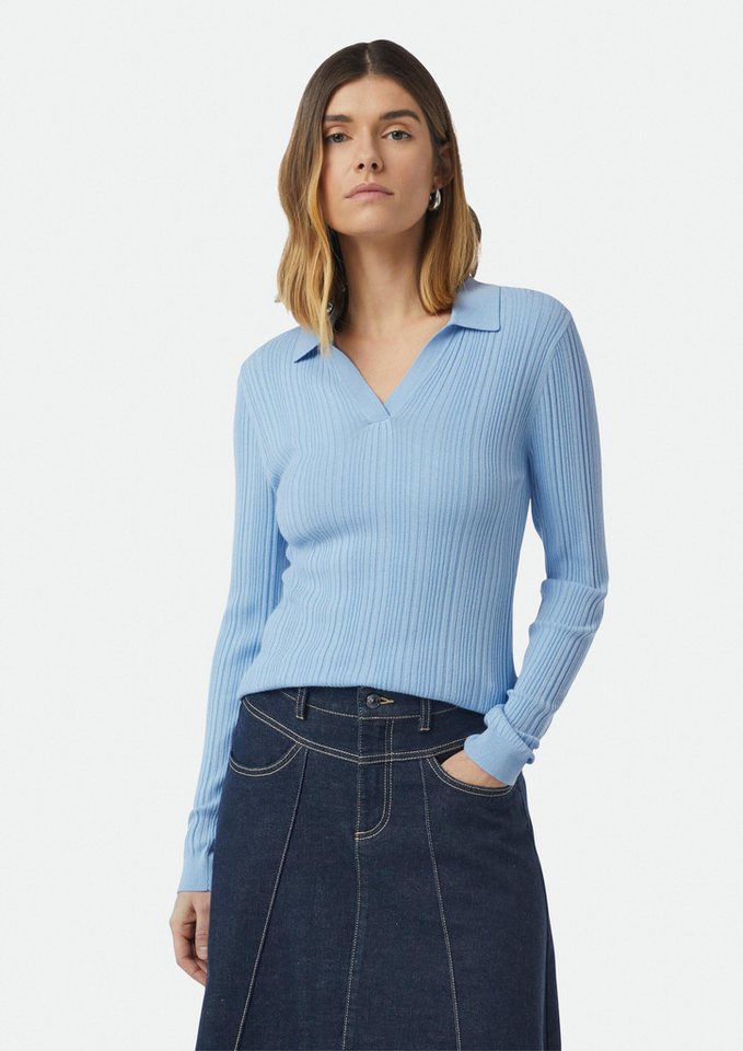 comma Longpullover Strickpullover Elastischer Slim-Fit-Pullover mit Polokragen von comma